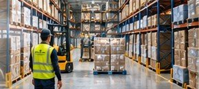 Nhân viên kiểm tra hàng hóa trong kho lưu trữ